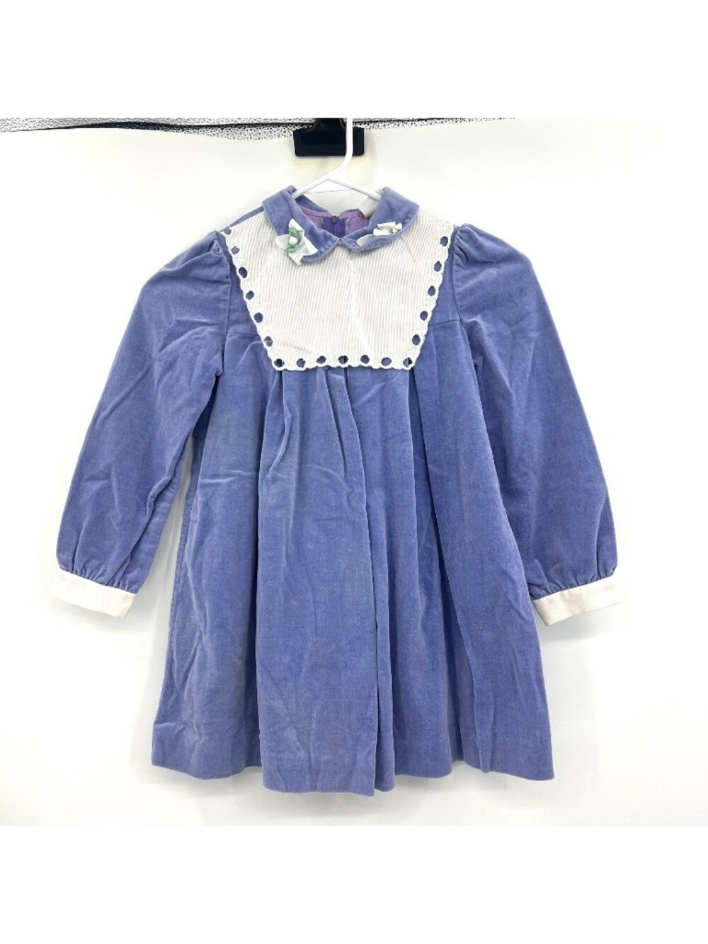 Vintage Coming Thing Purple Velvet Apron Dress Girls 5X 100% Cotton